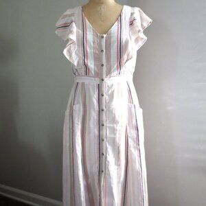 June & Hudson Stripe Ruffle Sleeve Dress - NWOT